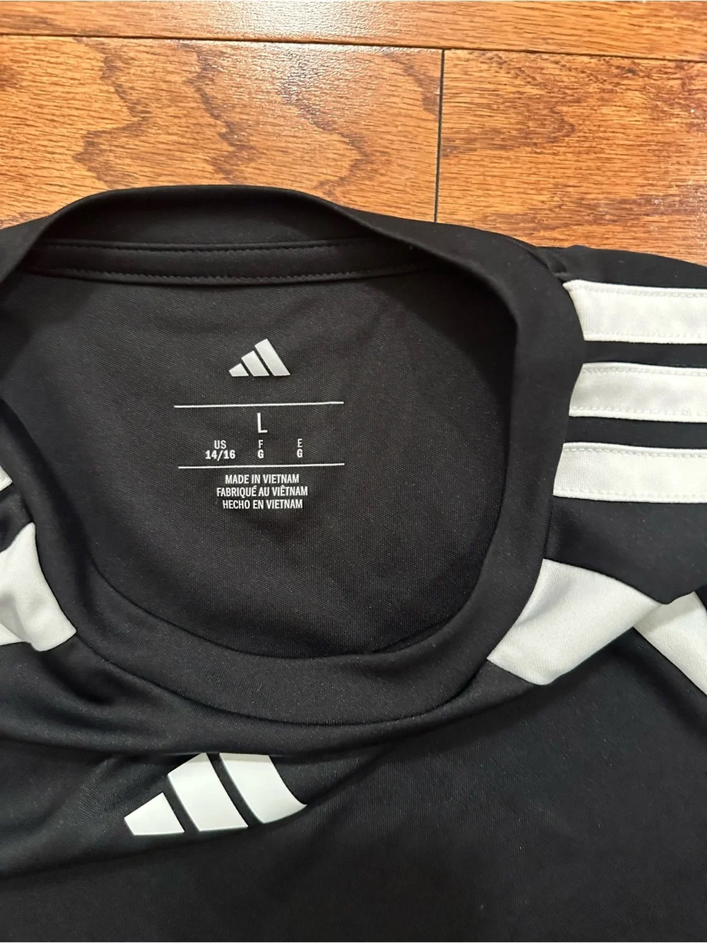 Adidas Kids' Black Performance Short-Sleeve Shirt with White Stripes